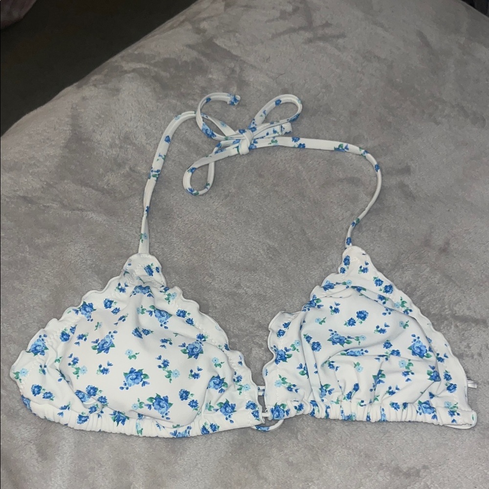 wild fable White Bikini Top with Blue Floral Print